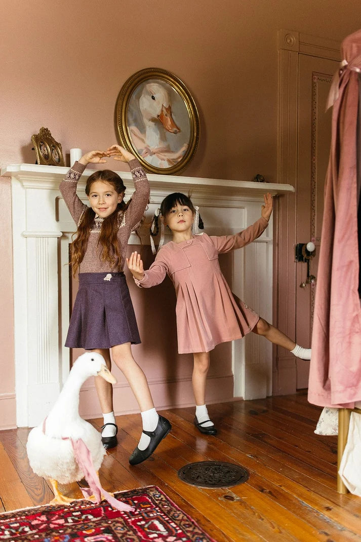 Mauve Velvet Pleated Dress - 1984
