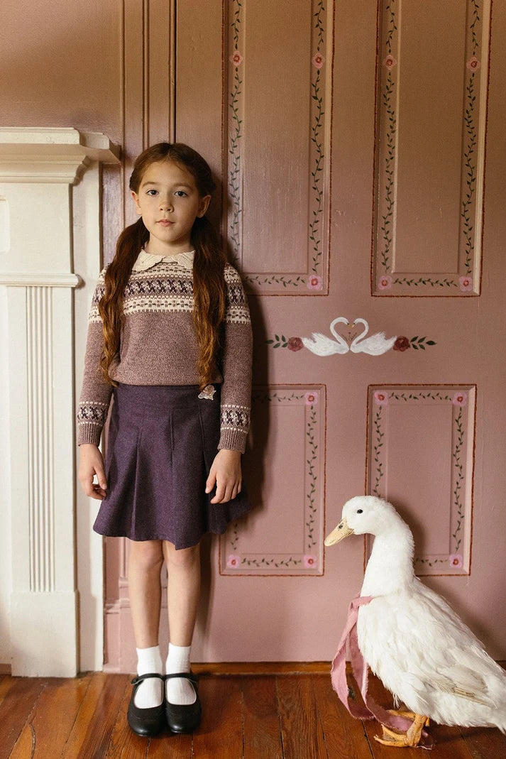 Purple Wool Pleated Skirt