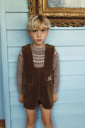 Brown Velvet Pocket Romper