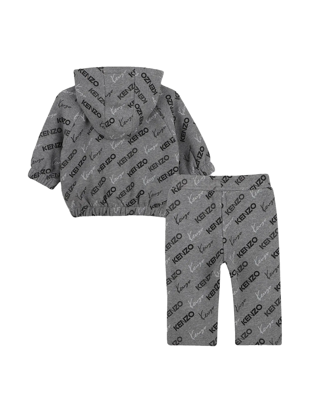 Kenzo kids Cardigan And Pants Set In Unbrushed Fleece - Grey Marl, view 2