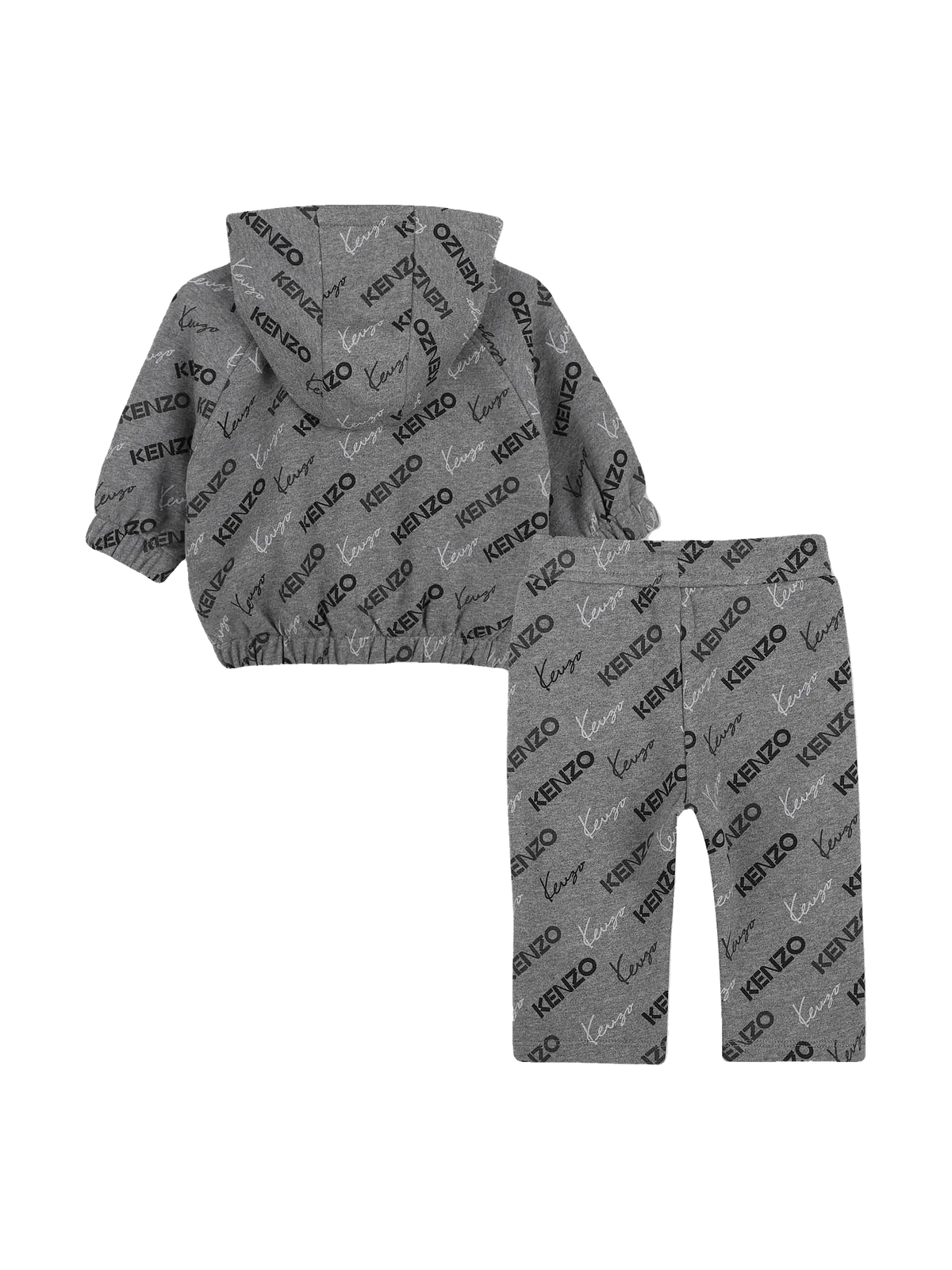 Kenzo kids Cardigan And Pants Set In Unbrushed Fleece - Grey Marl