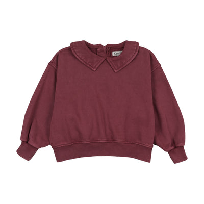 Girl's Collared Sweatshirt – Washed Burgundy