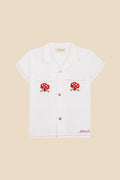 Linen shirt with embroidered pockets girl