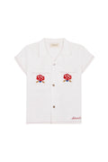 Linen shirt with embroidered pockets girl