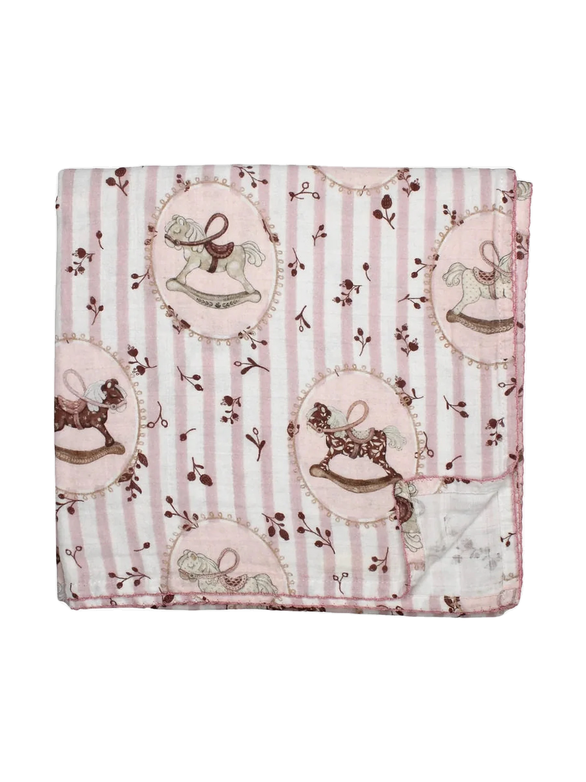 Little Threads kids Rose Rocking Horse Muslin Blanket
