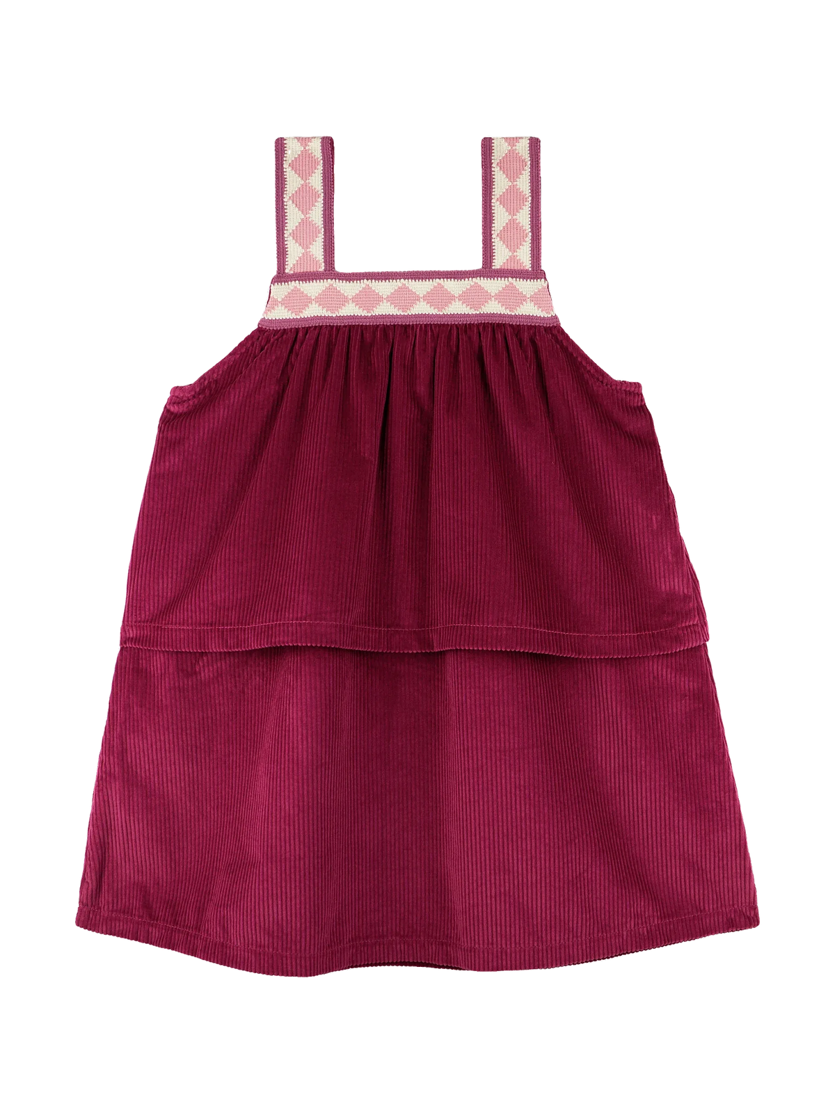 Morning Mess Therapy kids Cristina Dress - Magenta Corduroy, view 2
