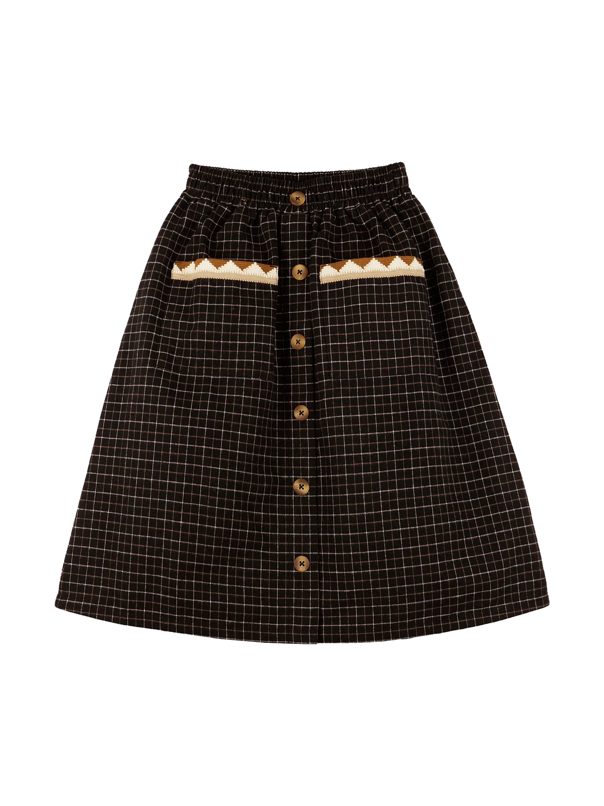 Morning Mess Therapy kids Scarlett Midi Skirt Organic Cotton - Check