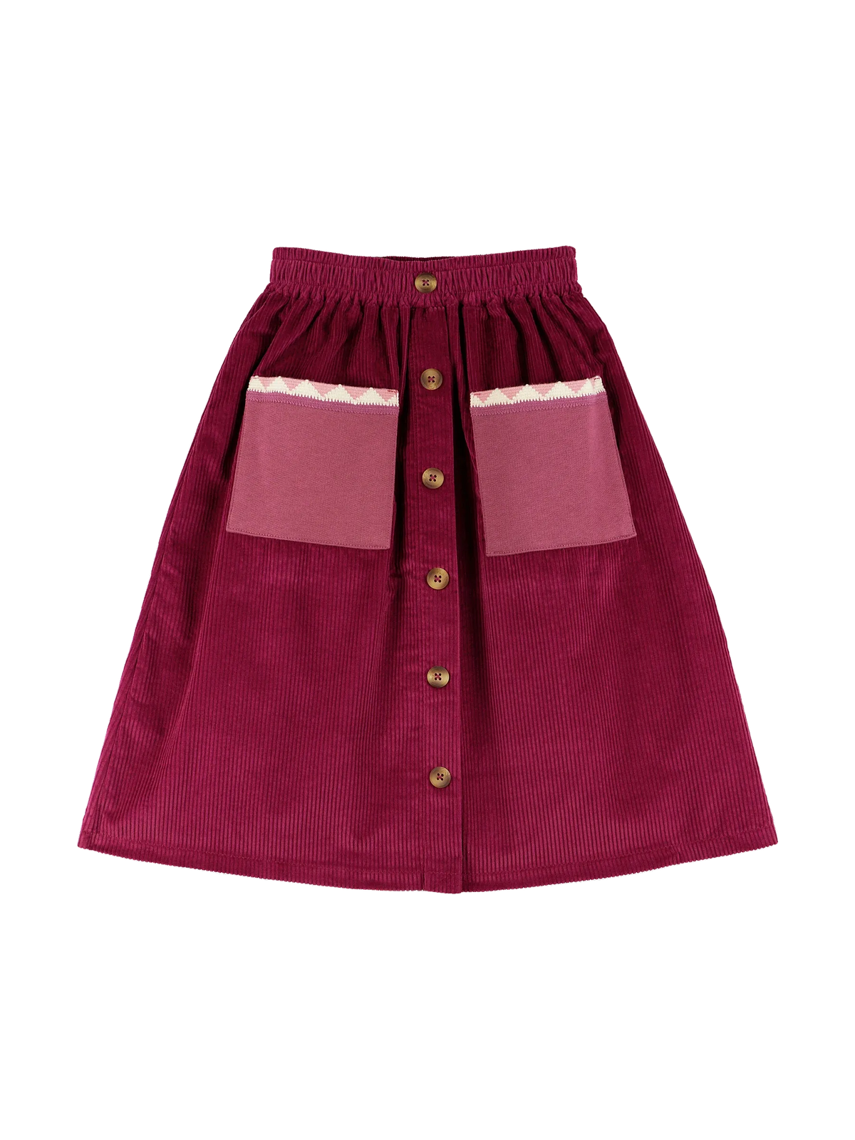 Morning Mess Therapy kids Scarlett Midi Skirt Organic Cotton - Magenta Corduroy