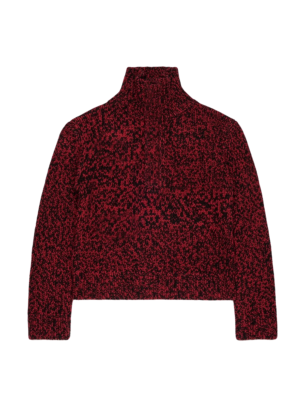 N. 21 kids Half Buttoned Funnel Neck Speckled Sweater - Red, view 2