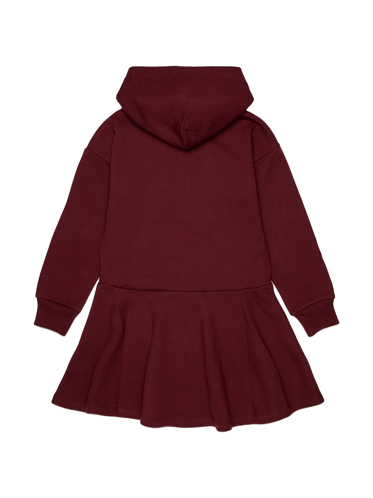 N. 21 kids Long Sleeve Hooded Half Zip Sweat Dress - Maroon, view 2