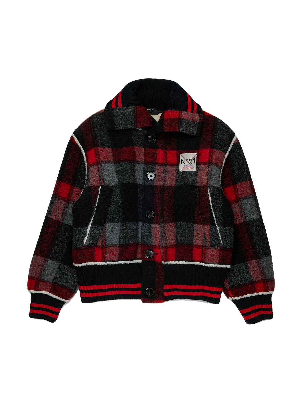 N. 21 kids Plaid Bomber Jacket - Black