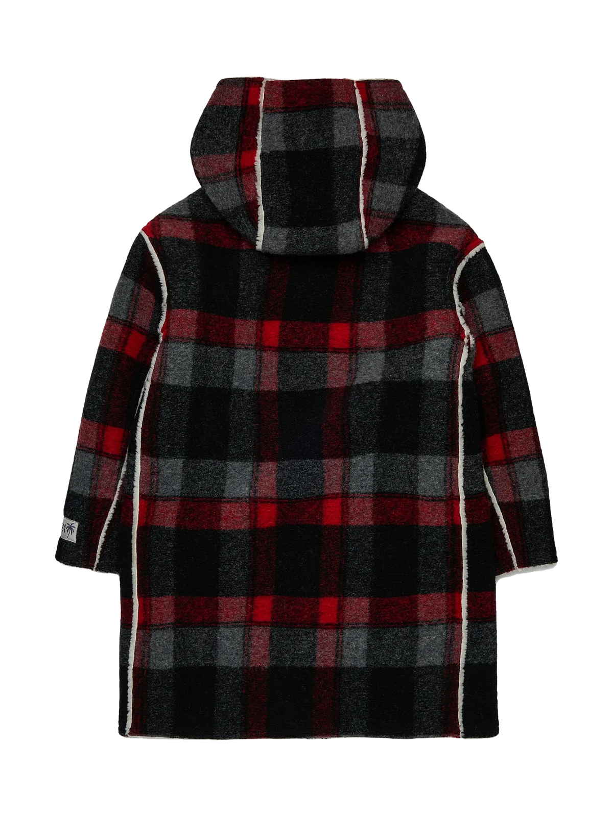 N. 21 kids Wool Blend Plaid Coat With Hood - Black/Red, view 2