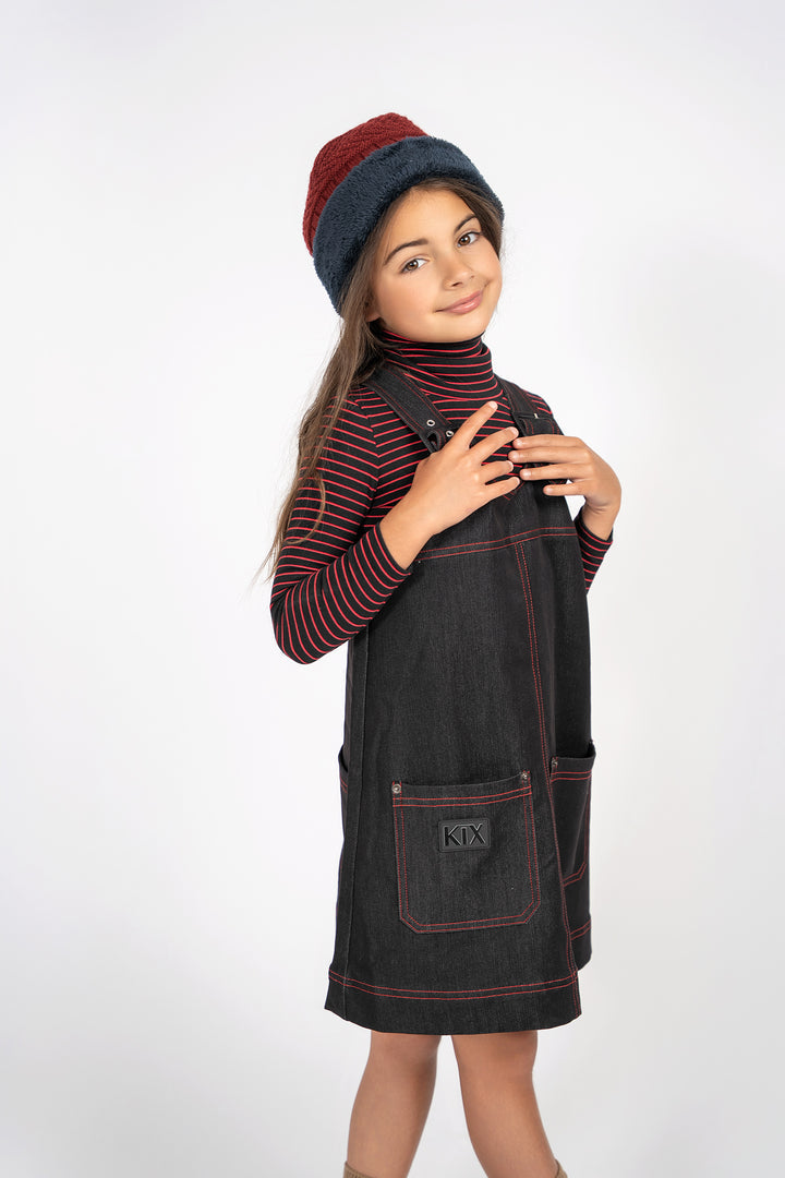 Kix K6419-BK Striped Turtle Neck Blackrd