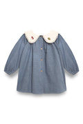 Indigo gingham embroidered dress girl - Vichy Indigo