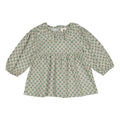 Green Geo Short Flutter Sleeve Blouse