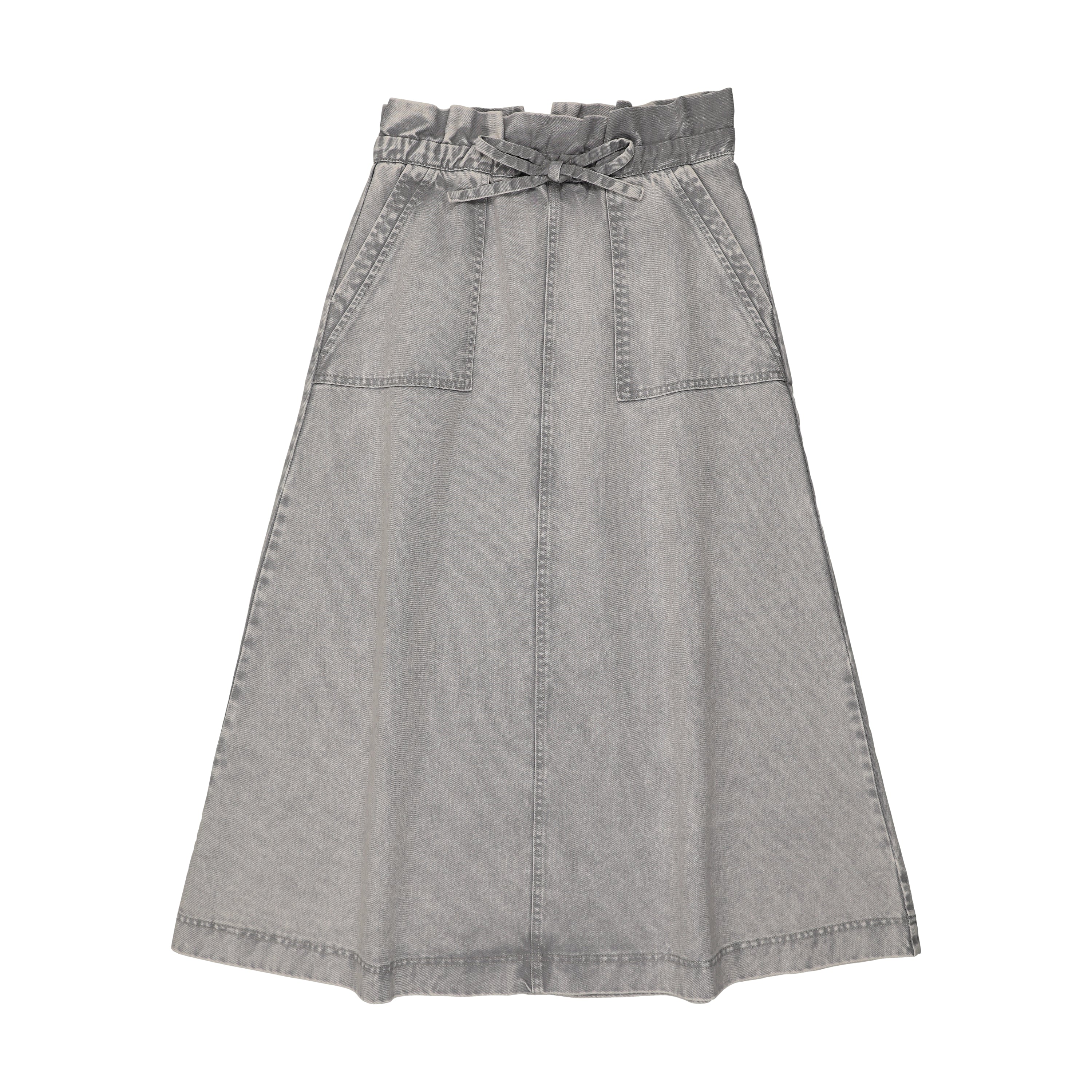 DENIM MAXI SKIRT W CARGO POCKET LIGHT BLUE DENIM