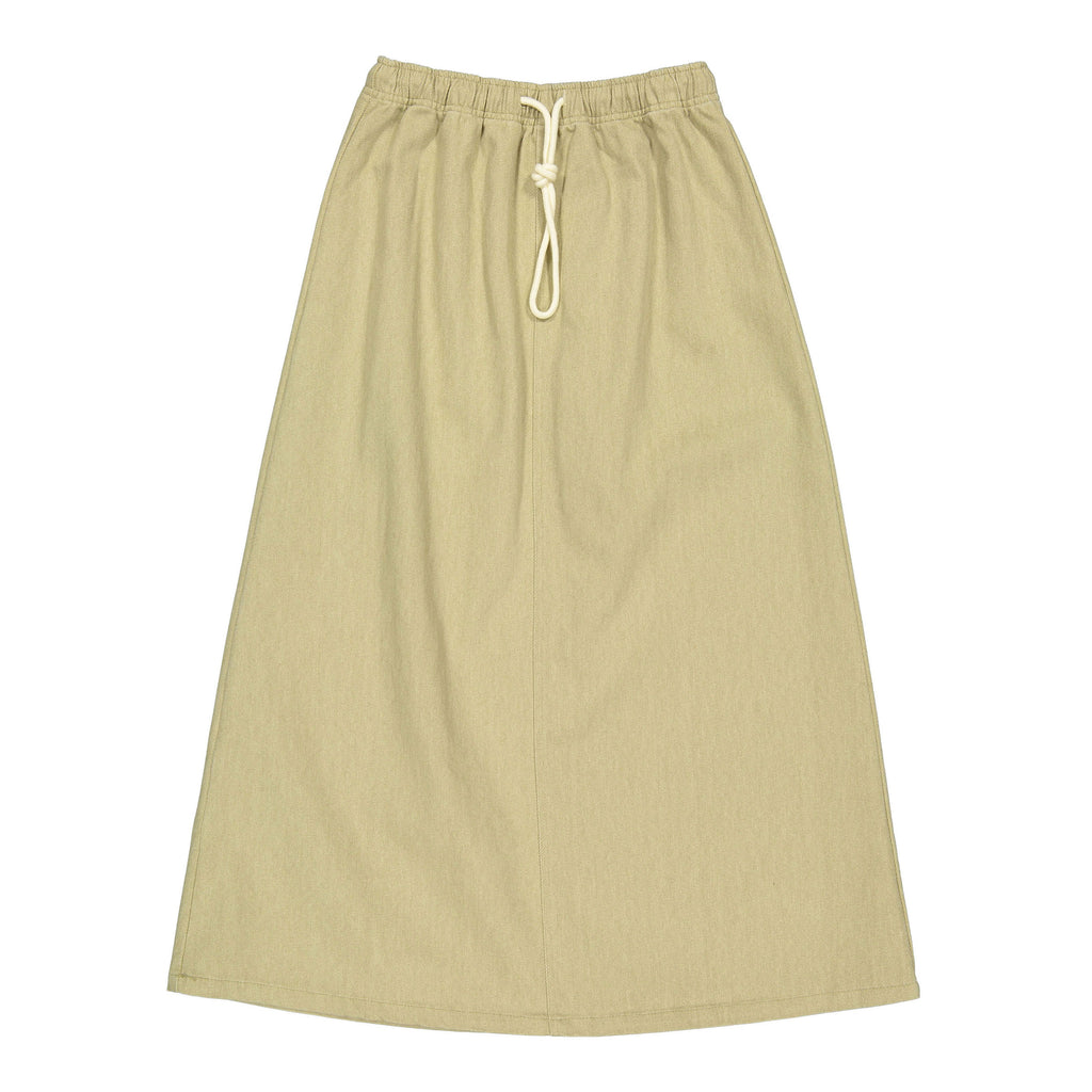 ELS2620 Washed Taupe Denim Drawstring Skirt