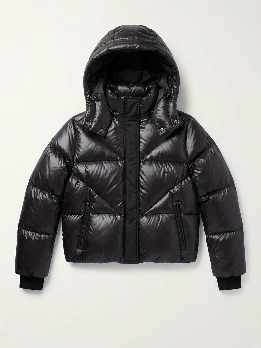 Teen Shiny cropped Bomber - Black