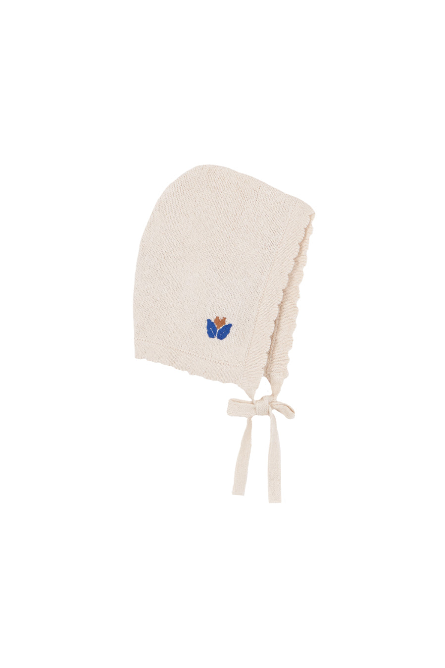 Knit bonnet with floral embroidery baby