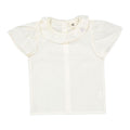 Cream Ruffle Collar Short Sleeve Blouse