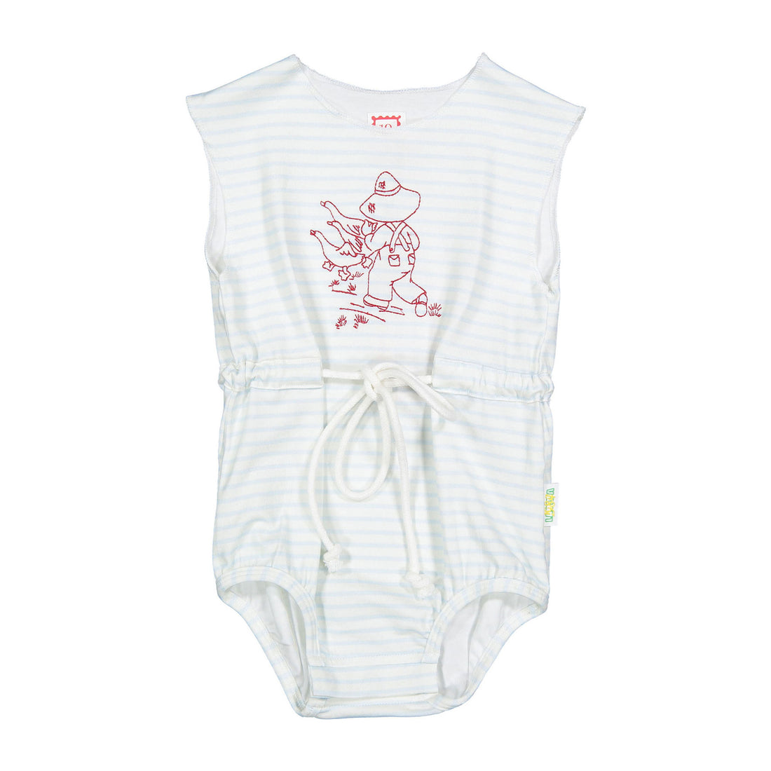 1984366 Blue Striped Embroidered Romper