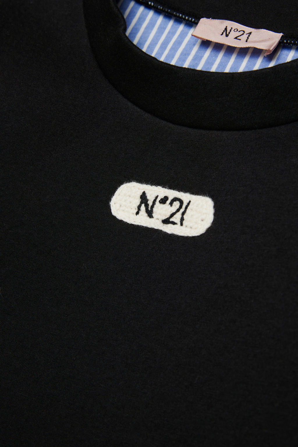 NEOPRENE HI LO SWEATSHIRT WITH BLUE STRIPE LININIG - BLACK