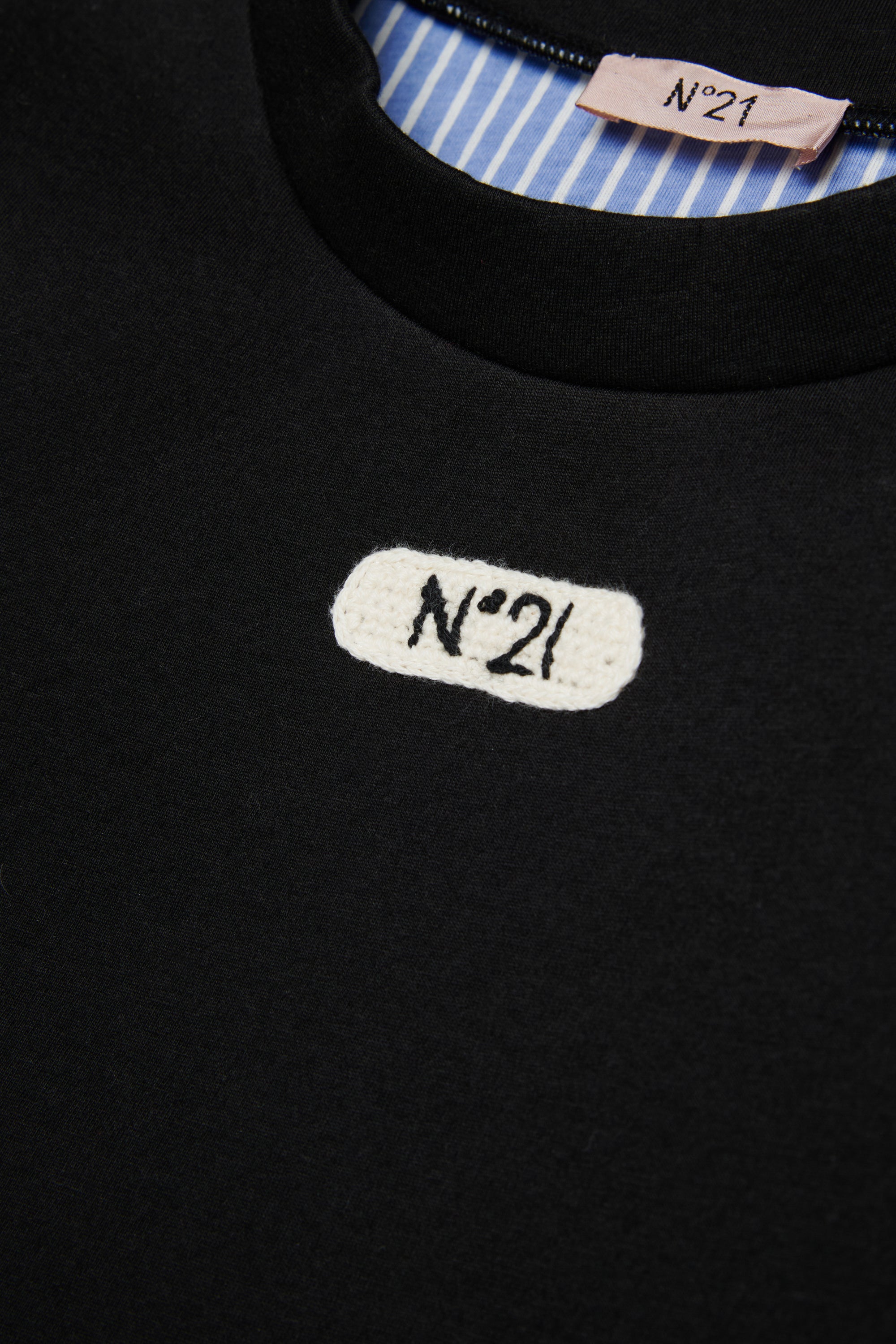 NEOPRENE HI LO SWEATSHIRT WITH BLUE STRIPE LININIG - BLACK