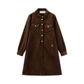 Brown Corduroy Shirt Dress