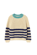 pearled stitch tricot sweater ivory navy