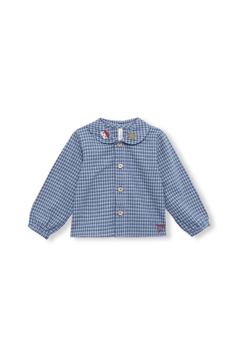 Indigo gingham Peter Pan shirt baby - Vichy Indigo
