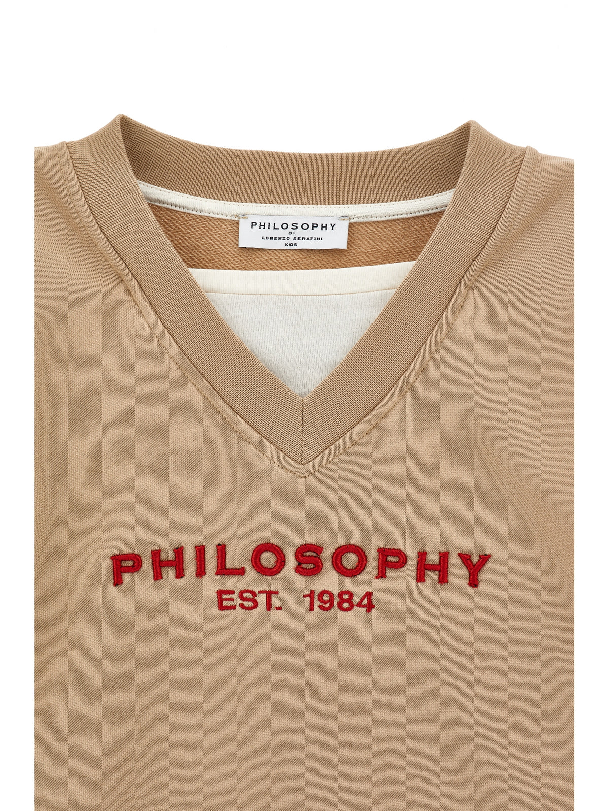 Philosophy kids Layered V-Neck Logo Sweatshirt - Beige - alternate view