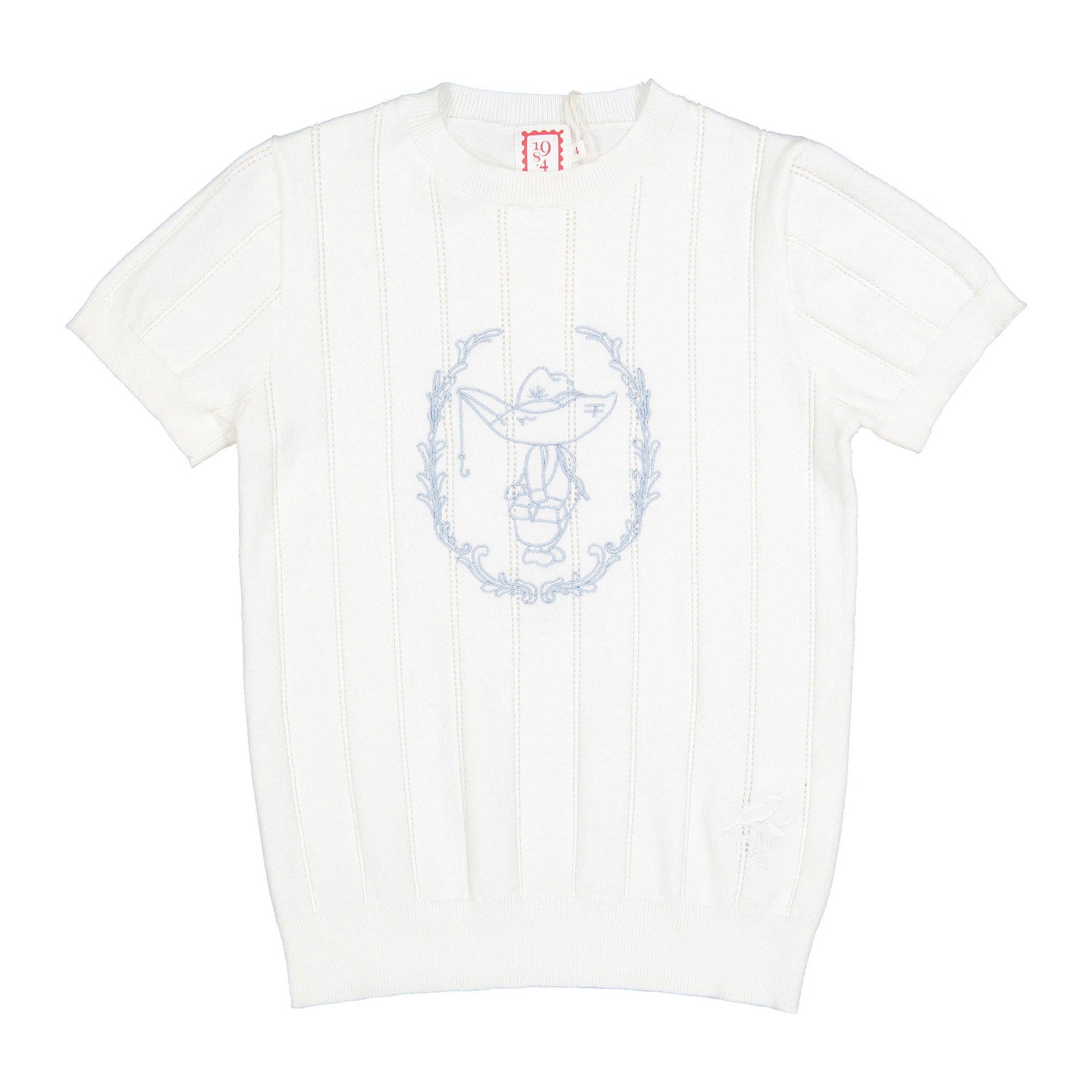 1984406 White Embroidered Knit Sweater