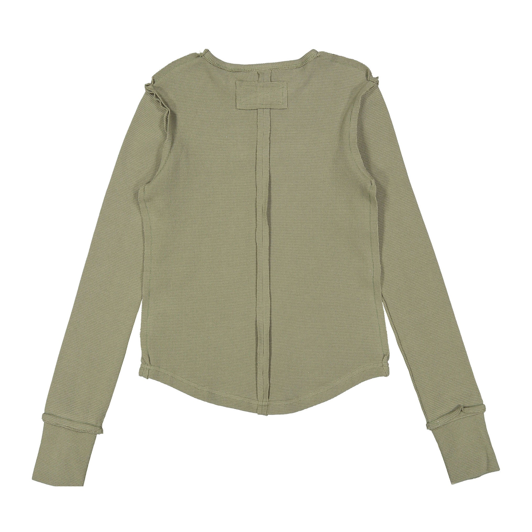 ELS2607 Khaki Grey Seam Waffle Tee