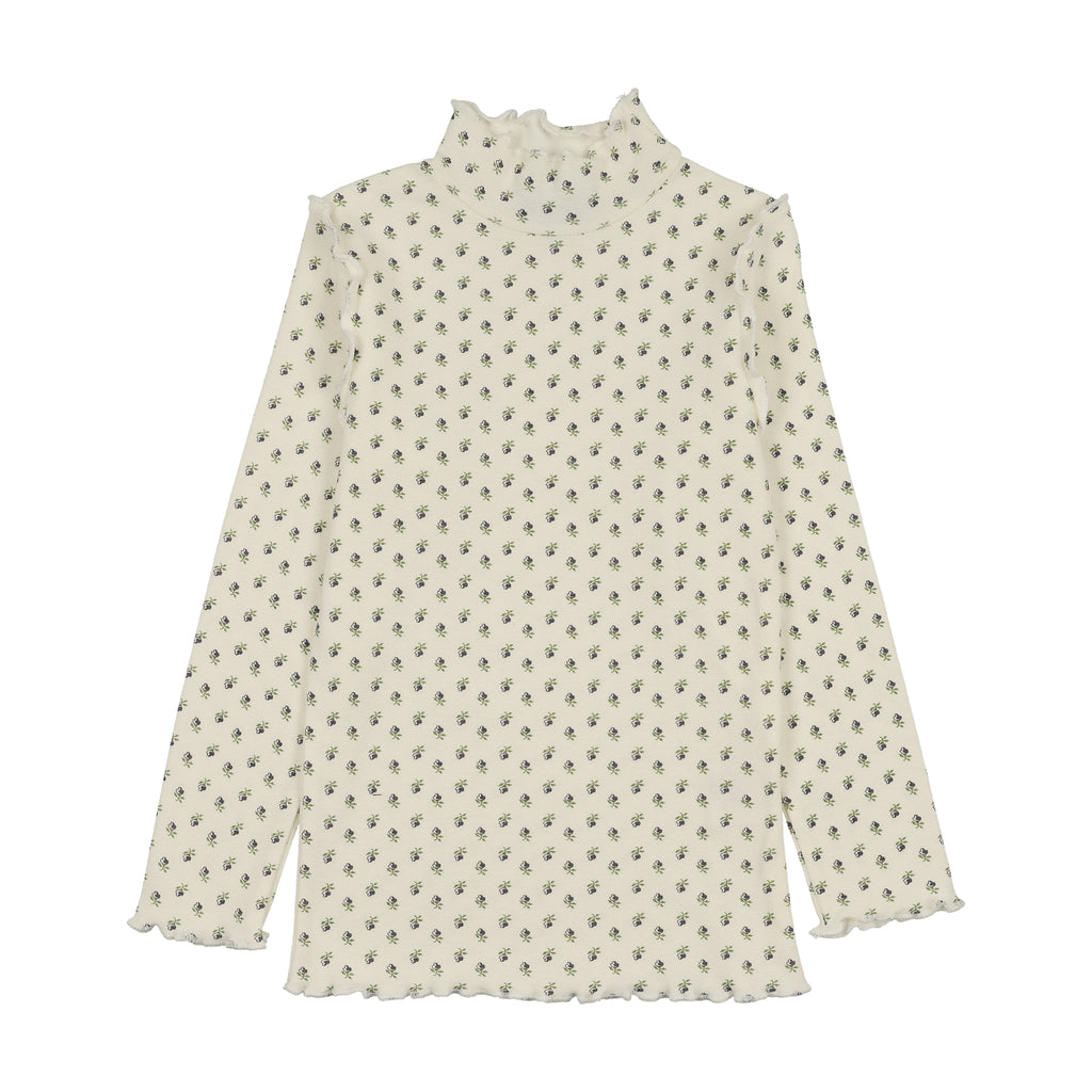 Kin Kin Tulip Print Scalloped Edge Mockneck