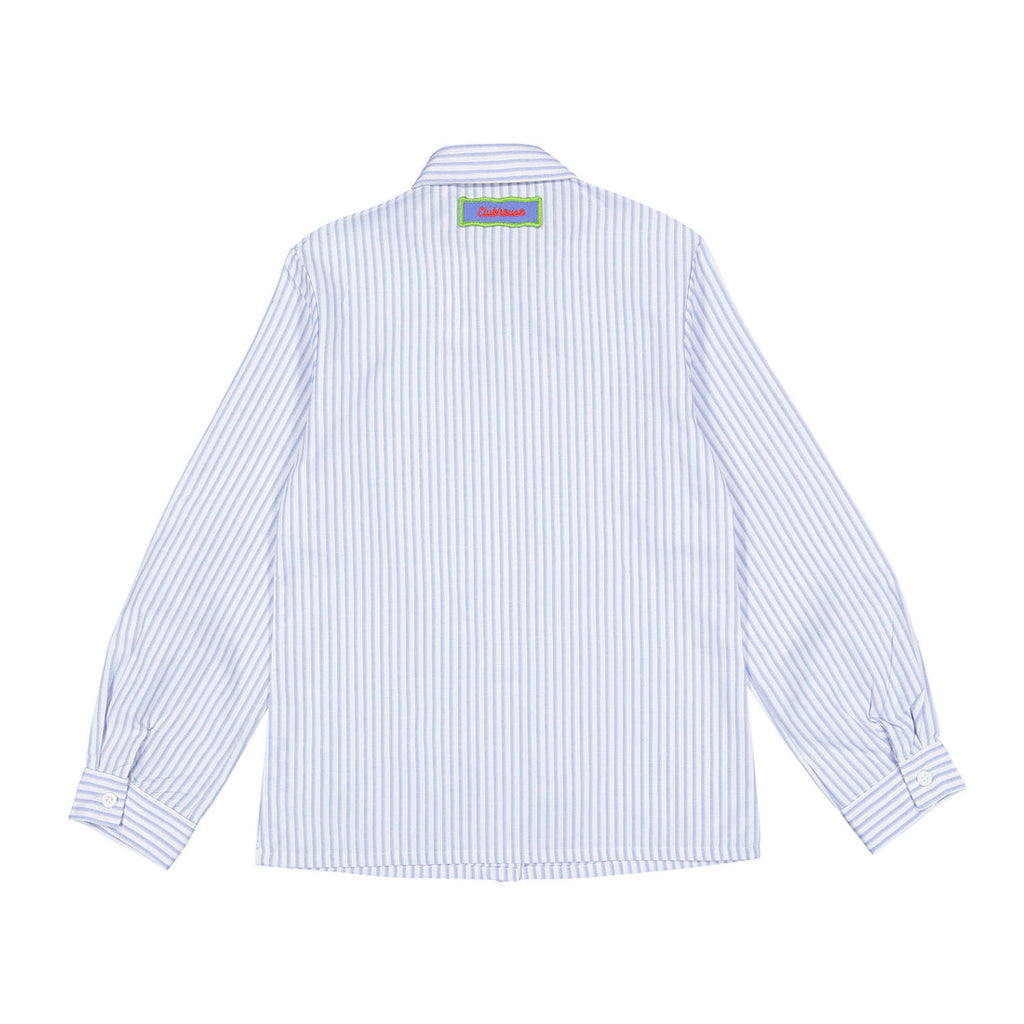 CH25126 Blue Striped Embroidered Blouse