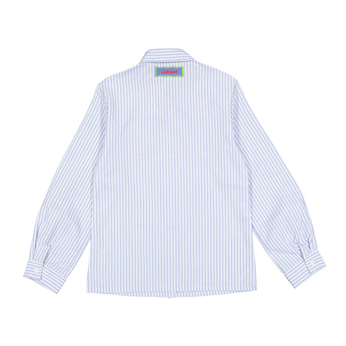 CH25126 Blue Striped Embroidered Blouse