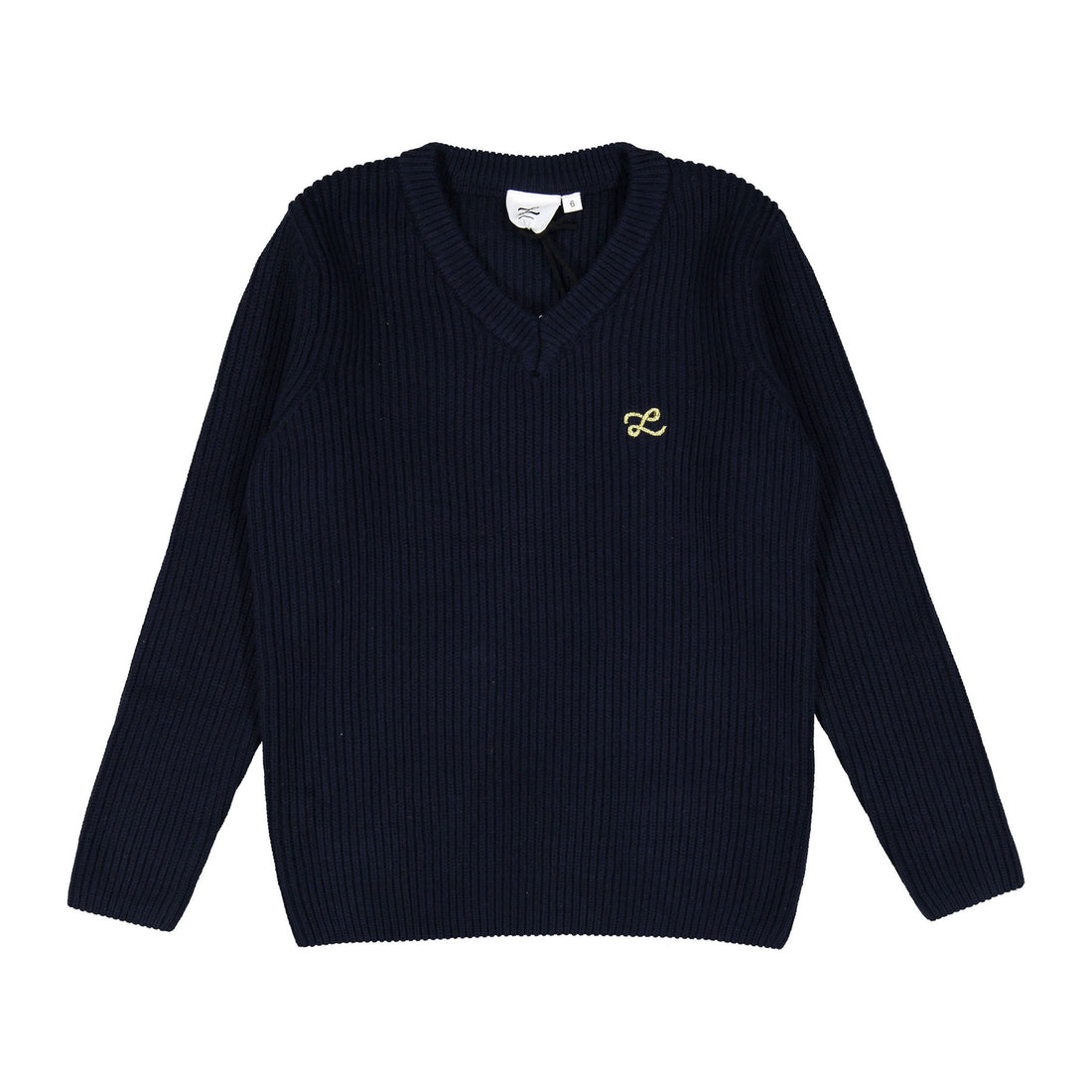 LBL213 Ladida Jersey de punto azul marino con cuello en V