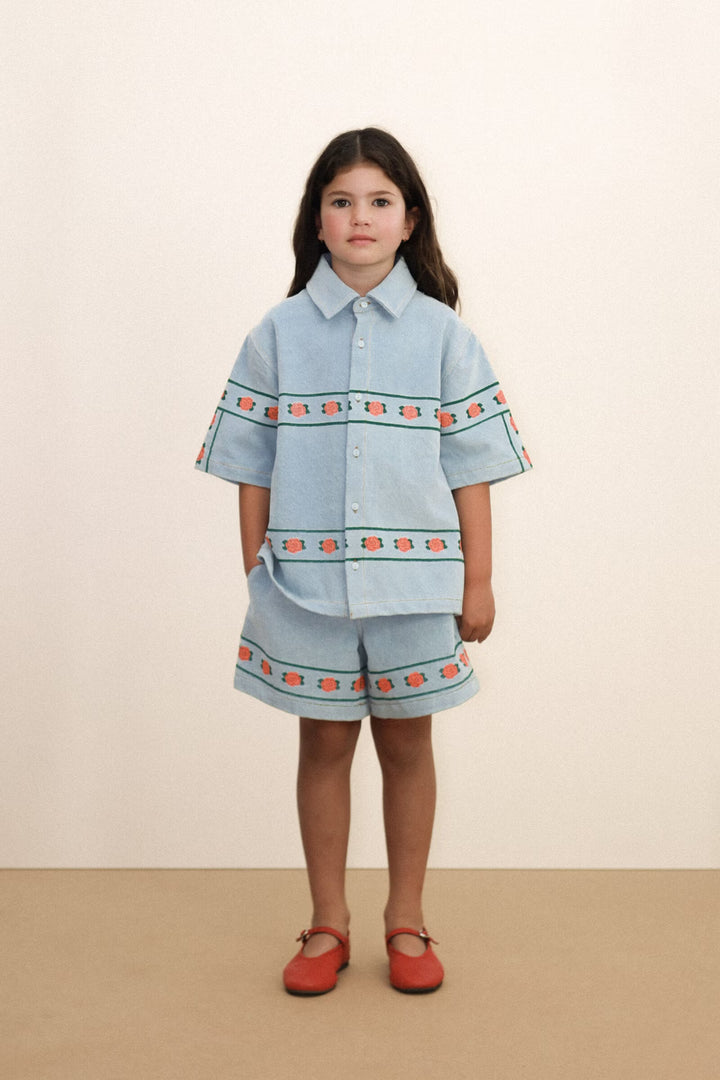 Roses Denim Shirt light Wash Denim