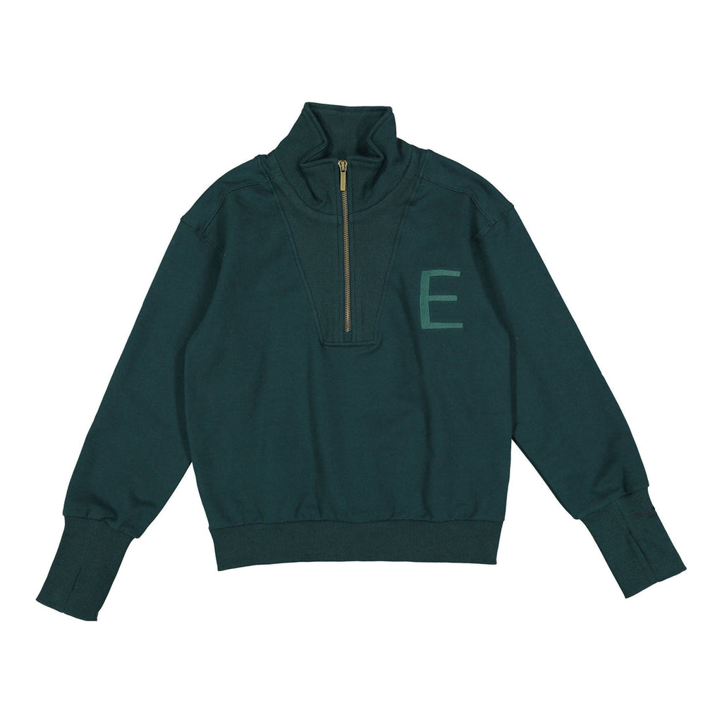 Elw114 emerald green polo half zip sweatshirt