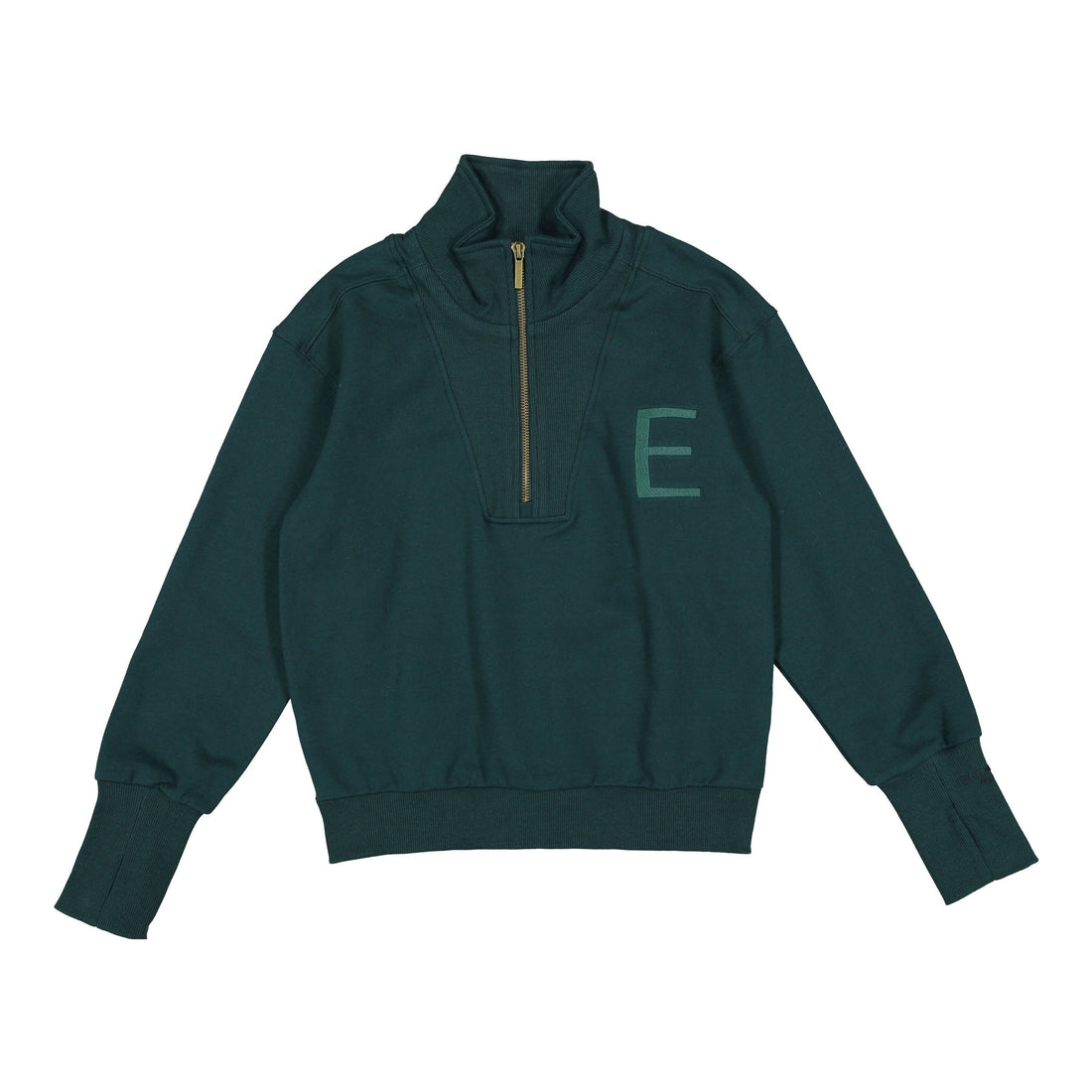 Elw114 emerald green polo half zip sweatshirt