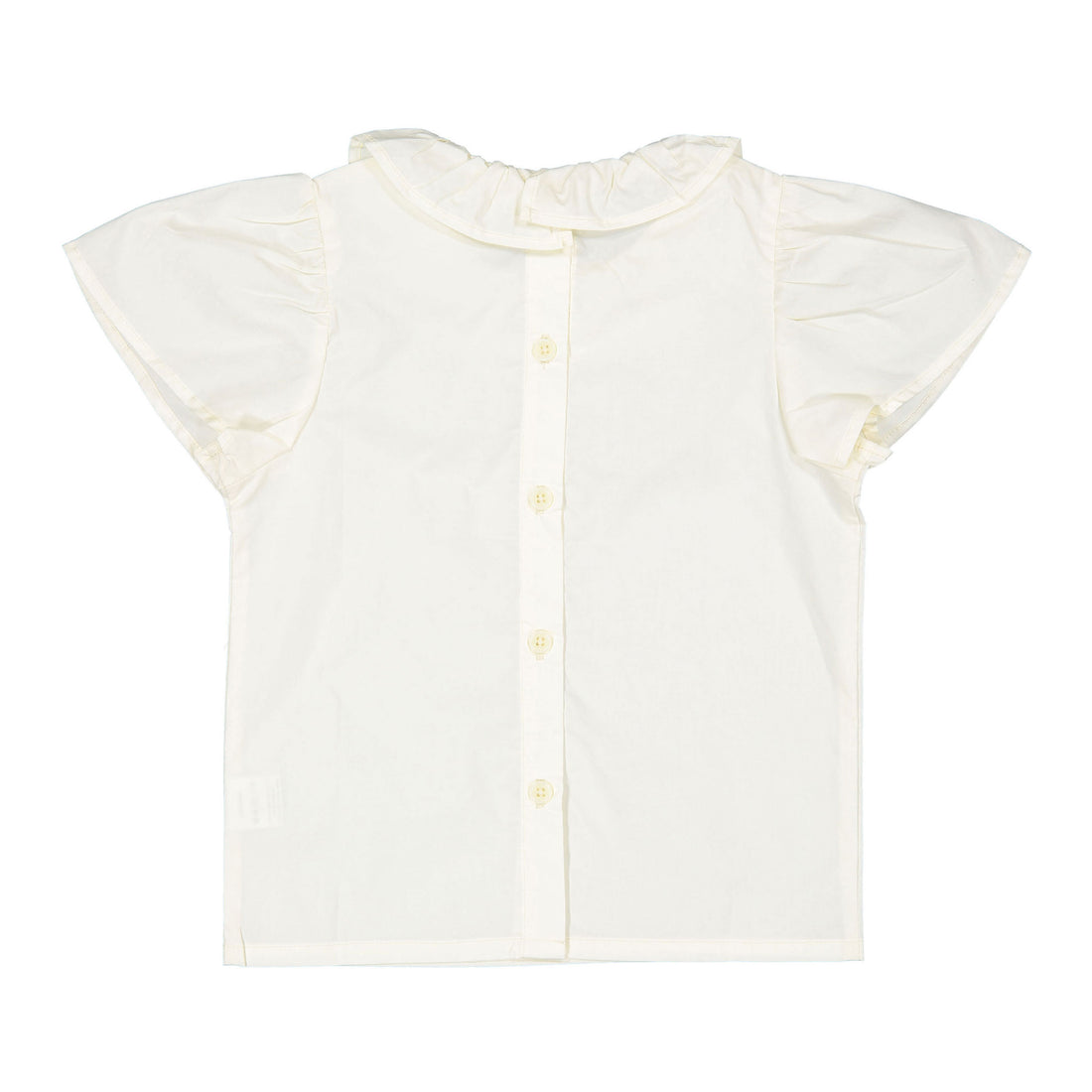 Cream Ruffle Collar Short Sleeve Blouse