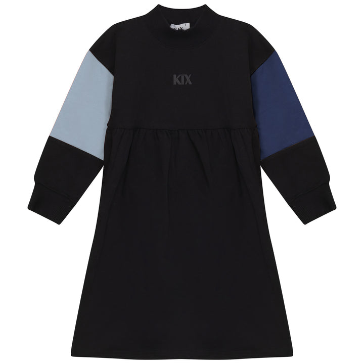 Vestido de talle alto con bloques de color Kix K6402-BKBL