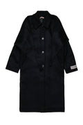 LONG WOOL BLEND COAT WITH ATTACHED MATCHING SHAWL - BLACK - N. 21