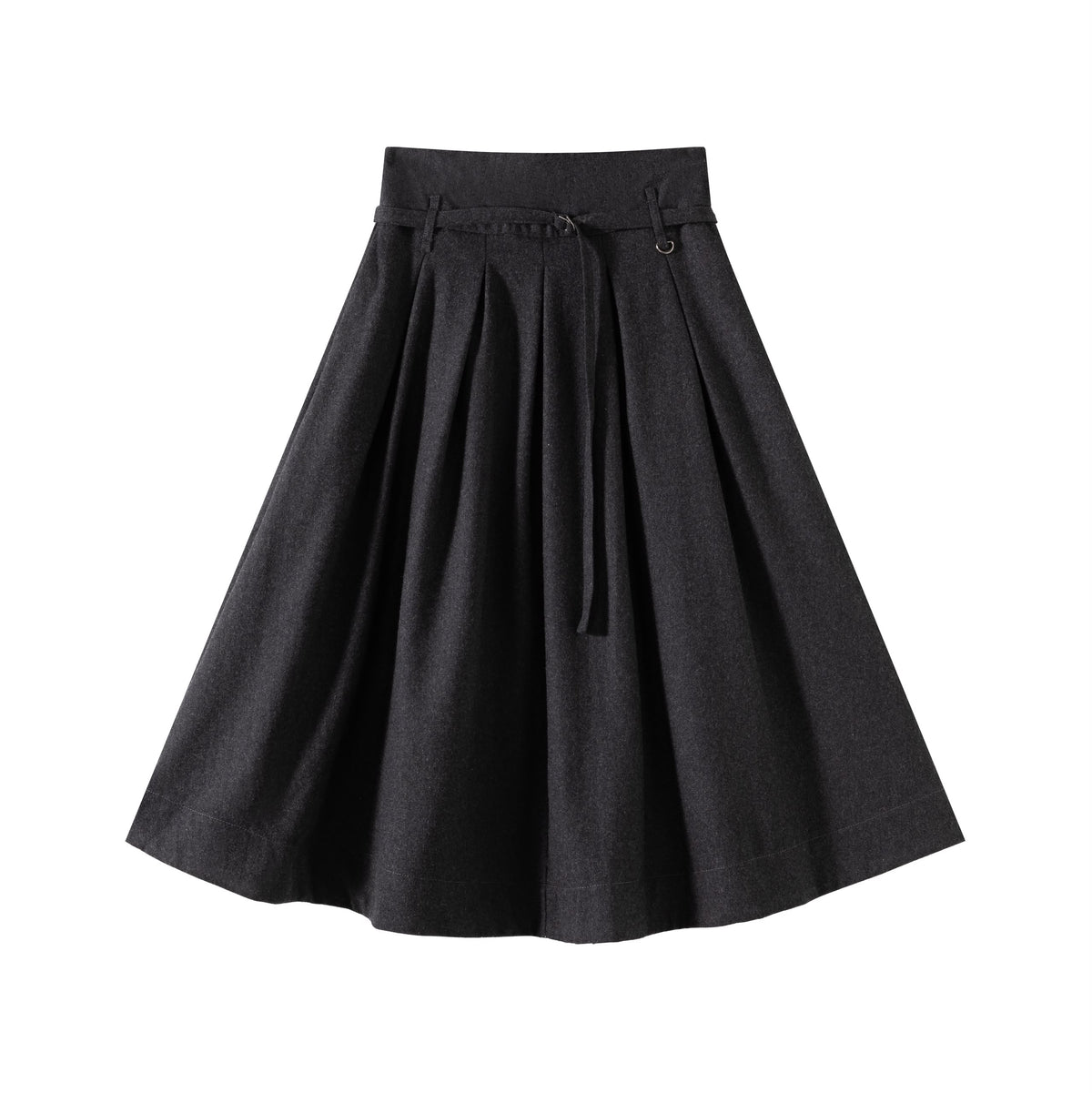 Charcoal grey wool skirt with belt