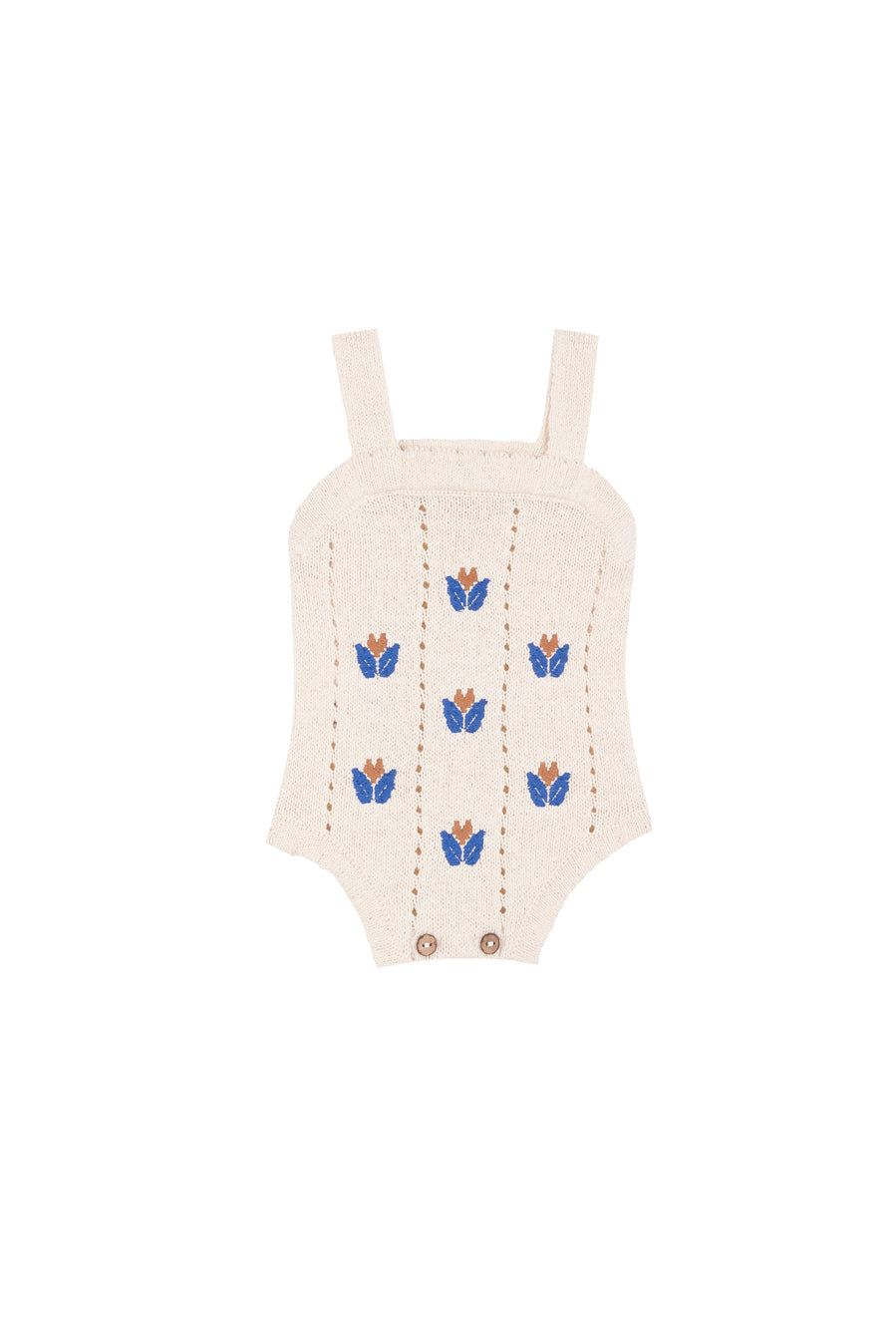 Knit romper with floral embroidery baby