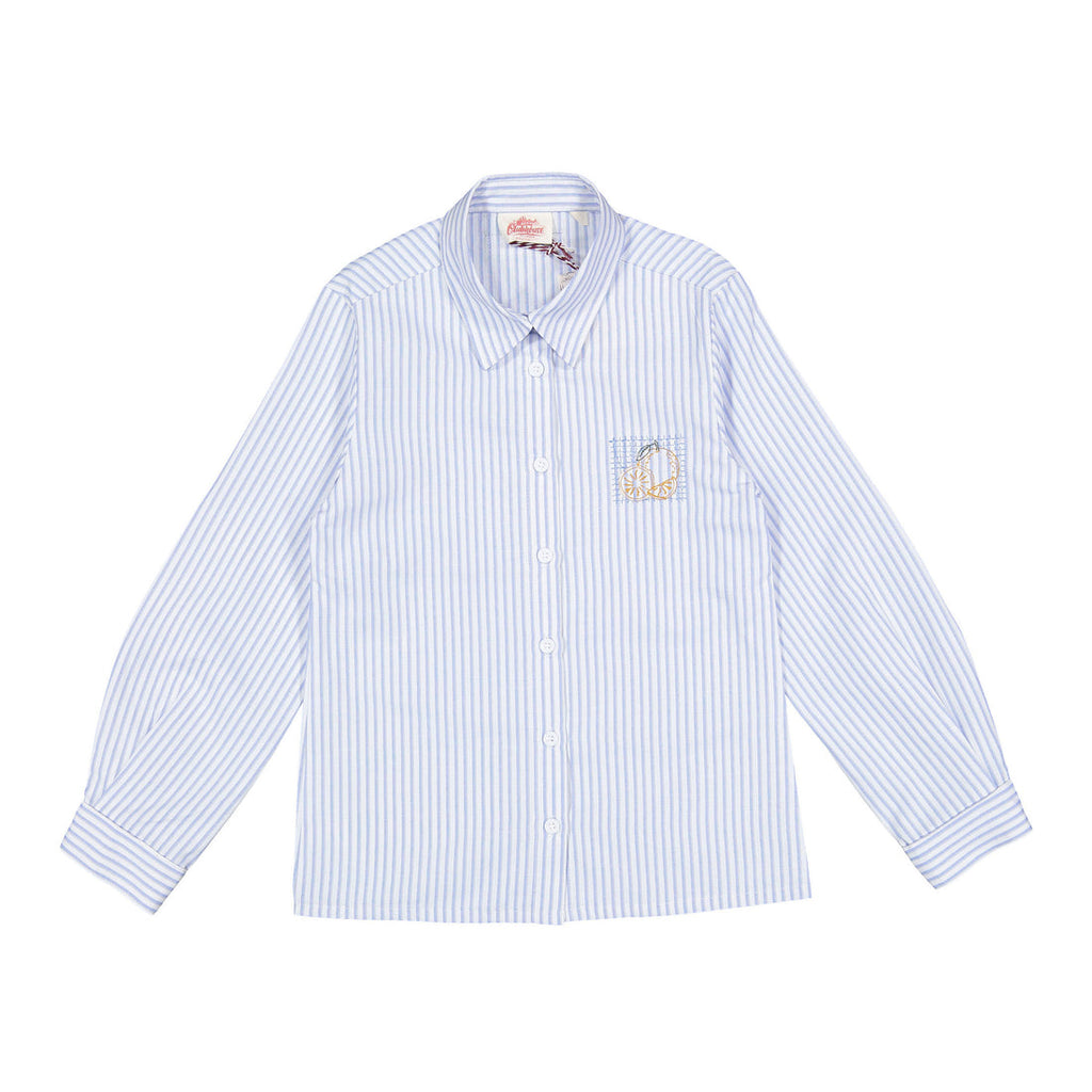CH25126 Blue Striped Embroidered Blouse