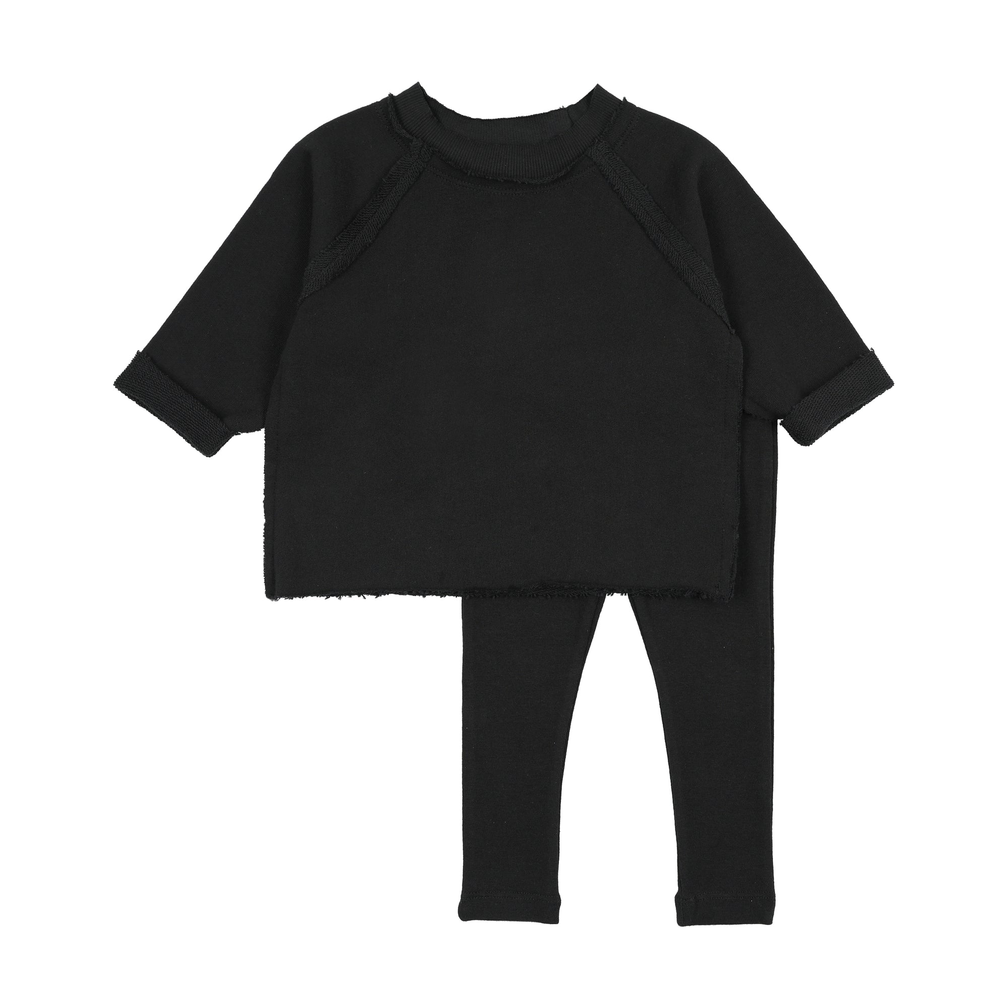 Kin Kin Raglan Sleeve Raw Edge Sweatshirt + Legging Set