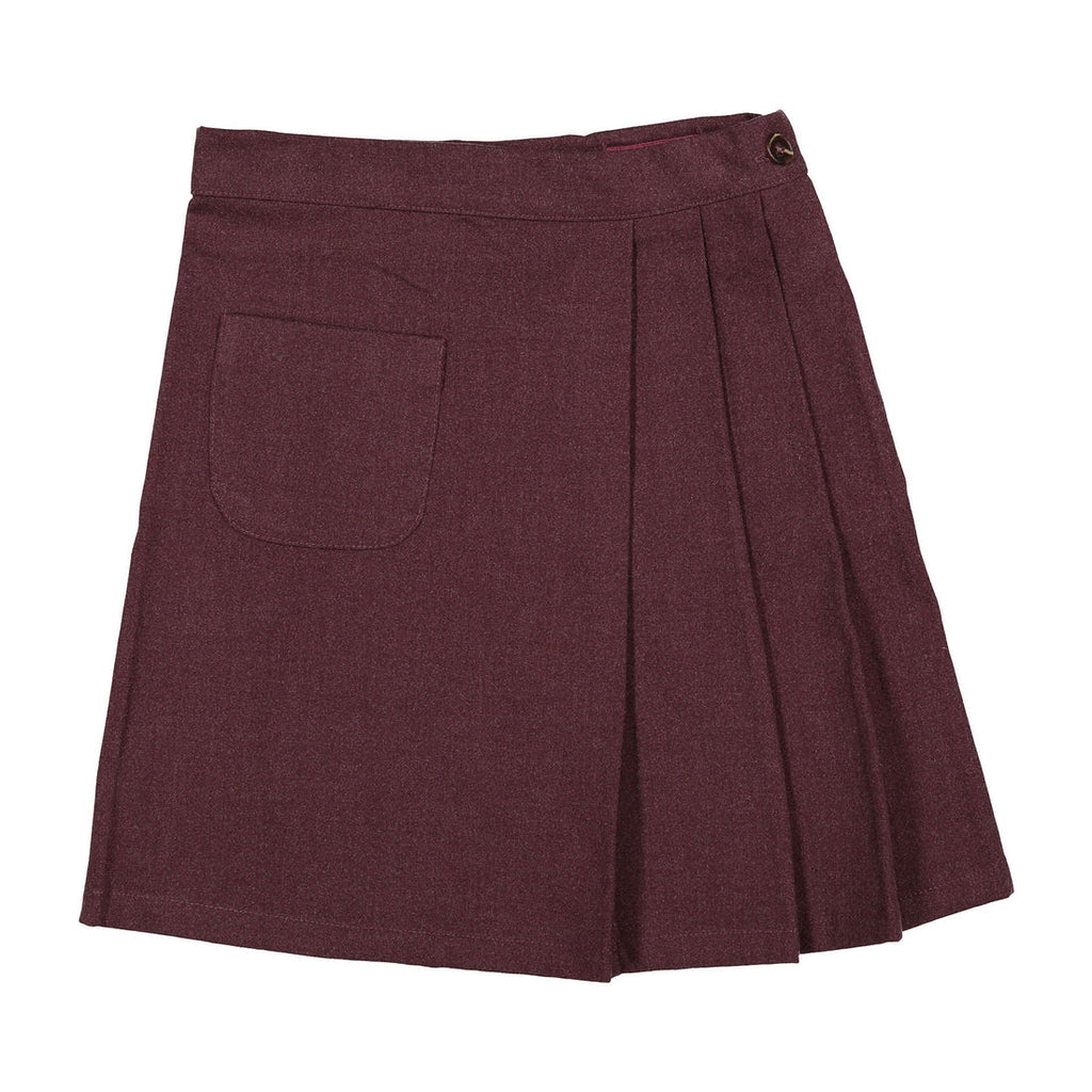 Falda plisada de lana color berenjena de L by Ladida lbl24