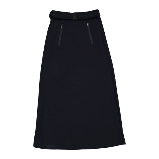 Elw116a navy scuba skirt with buckle on waistband