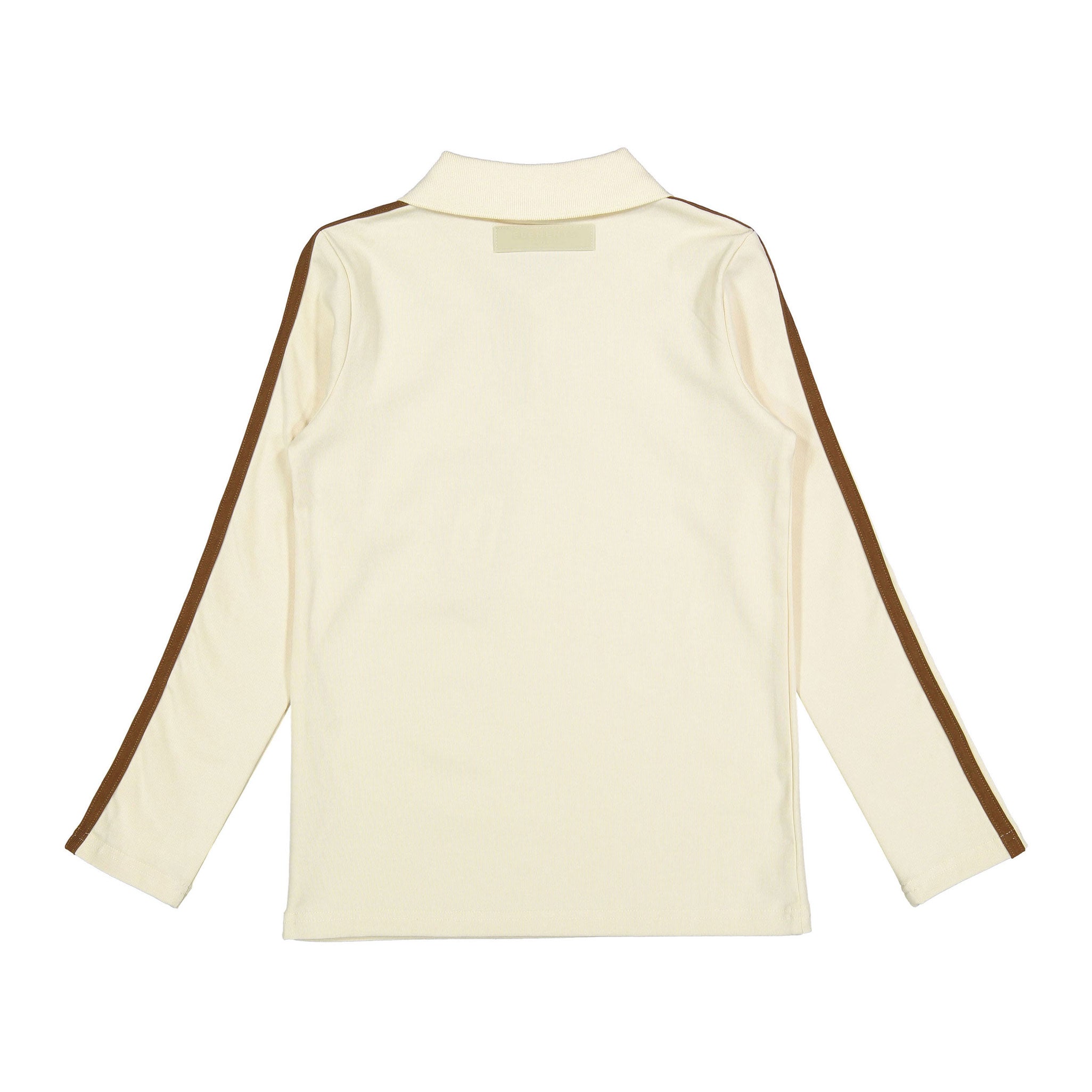 ELS2616 Cream/Taupe Stripe Sleeve Polo